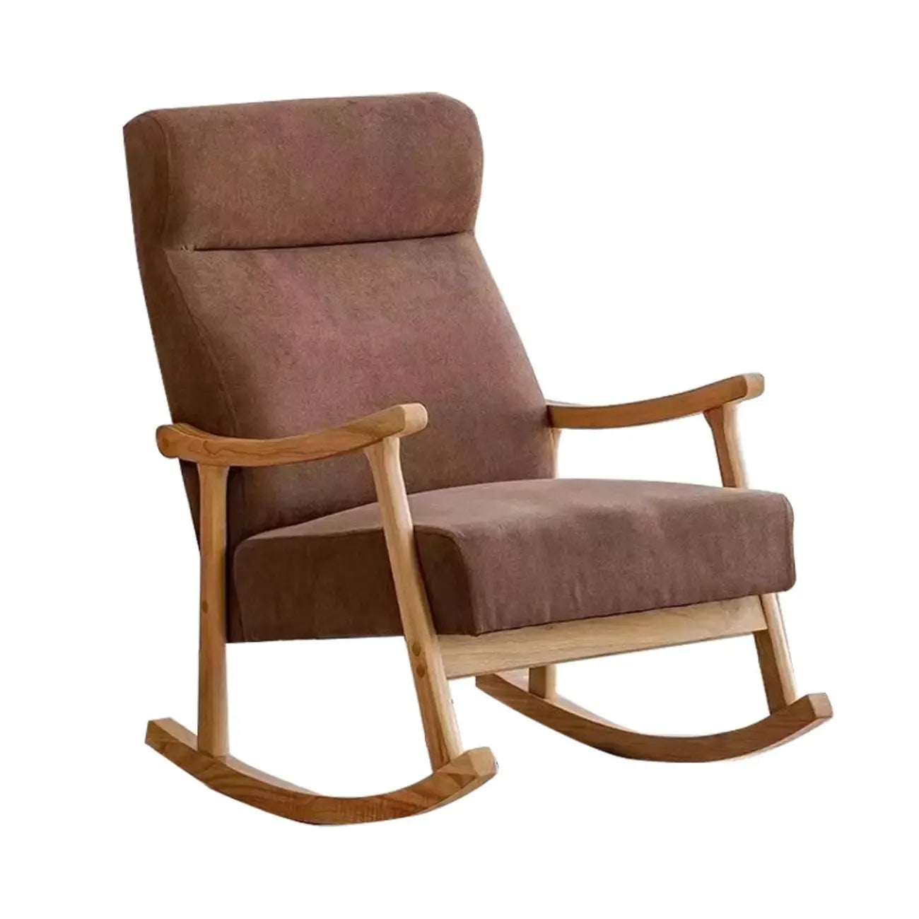 Modern Wood Upholstered Rocking Chair with Optional Ottoman