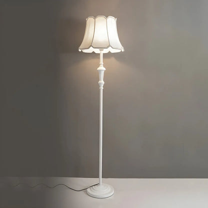 Elegant Traditional Floor Lamp with Geometric Fabric Shade for Living Room