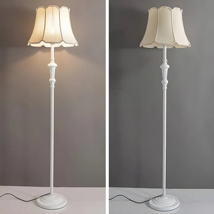 Elegant Traditional Floor Lamp with Geometric Fabric Shade for Living Room