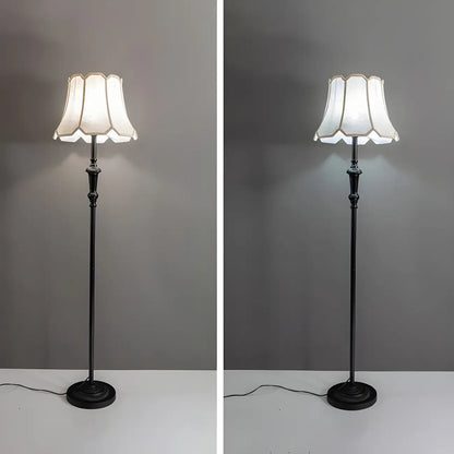 Elegant Traditional Floor Lamp with Geometric Fabric Shade for Living Room