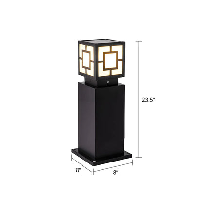 Classic Black Solar LED Outdoor Bollard Lighting for Landscape Pathway
