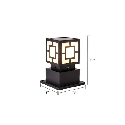 Classic Black Solar LED Outdoor Bollard Lighting for Landscape Pathway