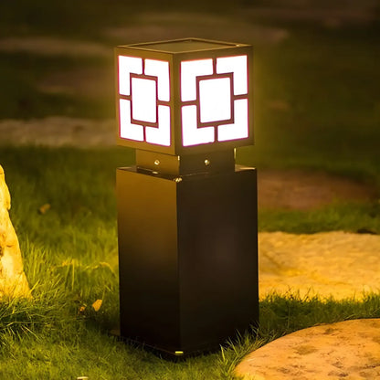 Classic Black Solar LED Outdoor Bollard Lighting for Landscape Pathway