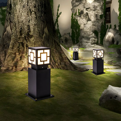 Classic Black Solar LED Outdoor Bollard Lighting for Landscape Pathway