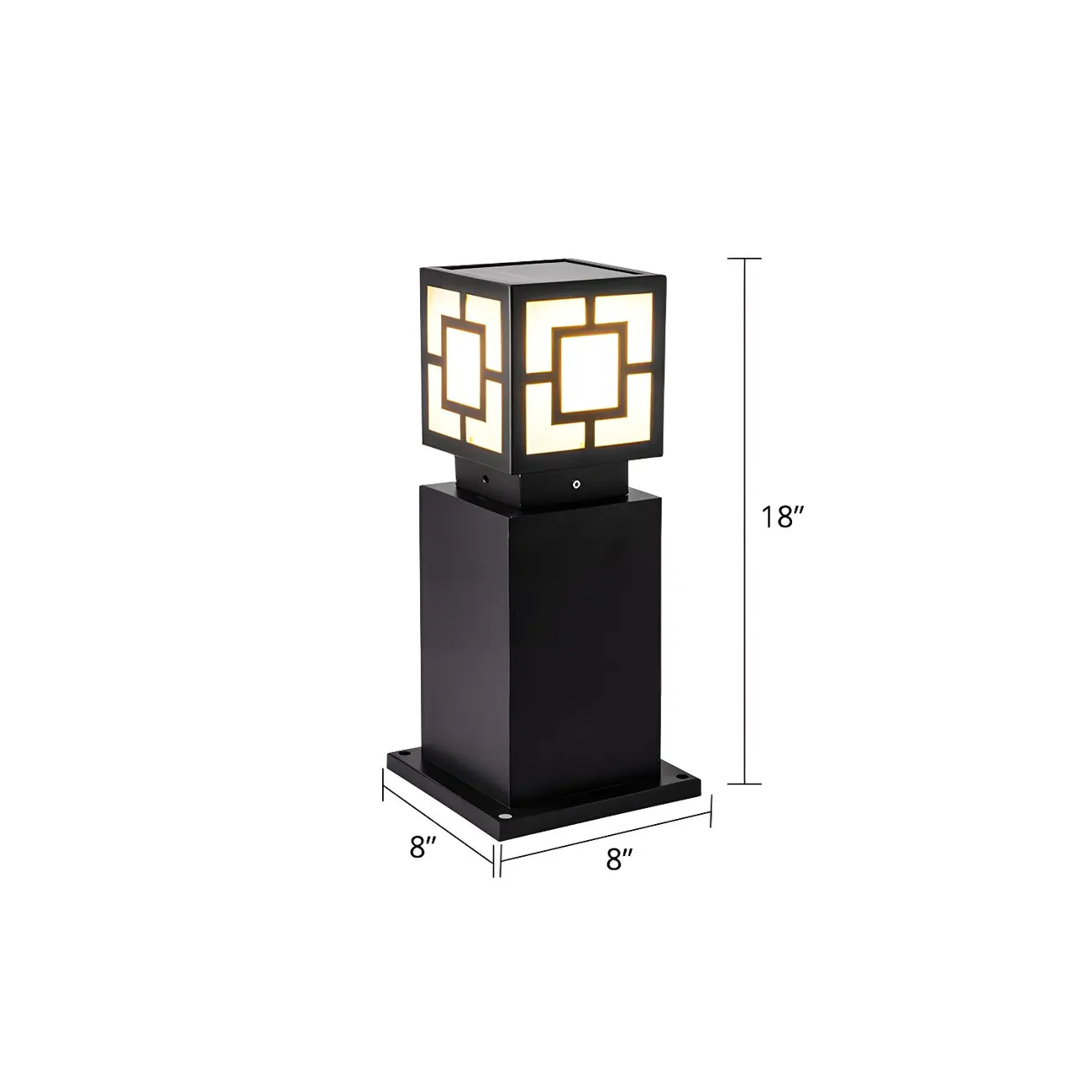 Classic Black Solar LED Outdoor Bollard Lighting for Landscape Pathway