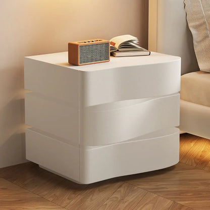 Stylish Black Wooden Wave 3 Drawers Nightstand