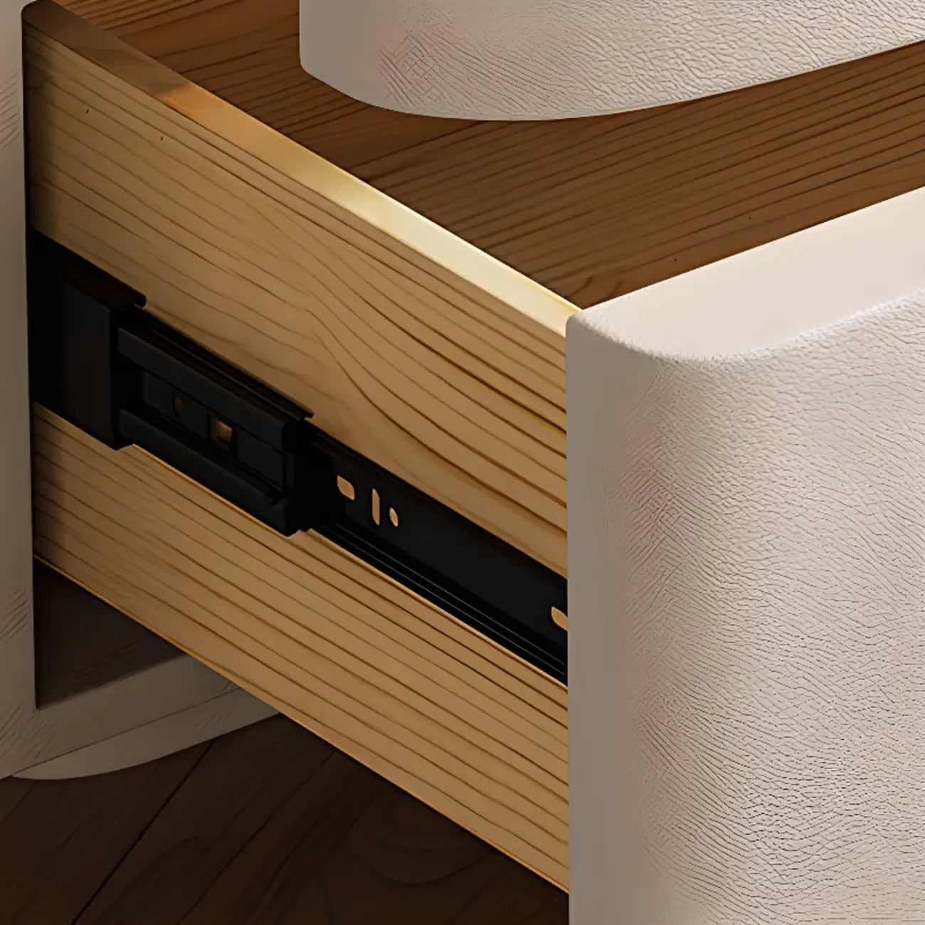 Stylish Black Wooden Wave 3 Drawers Nightstand