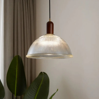 Modern Stripe Glass Bowl Pendant Light for Living Room