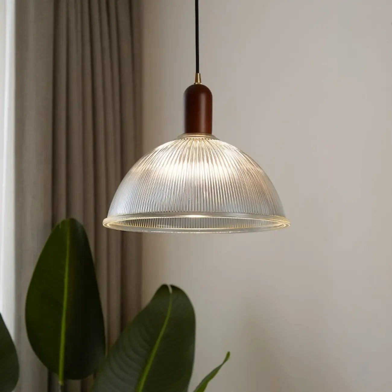 Modern Stripe Glass Bowl Pendant Light for Living Room