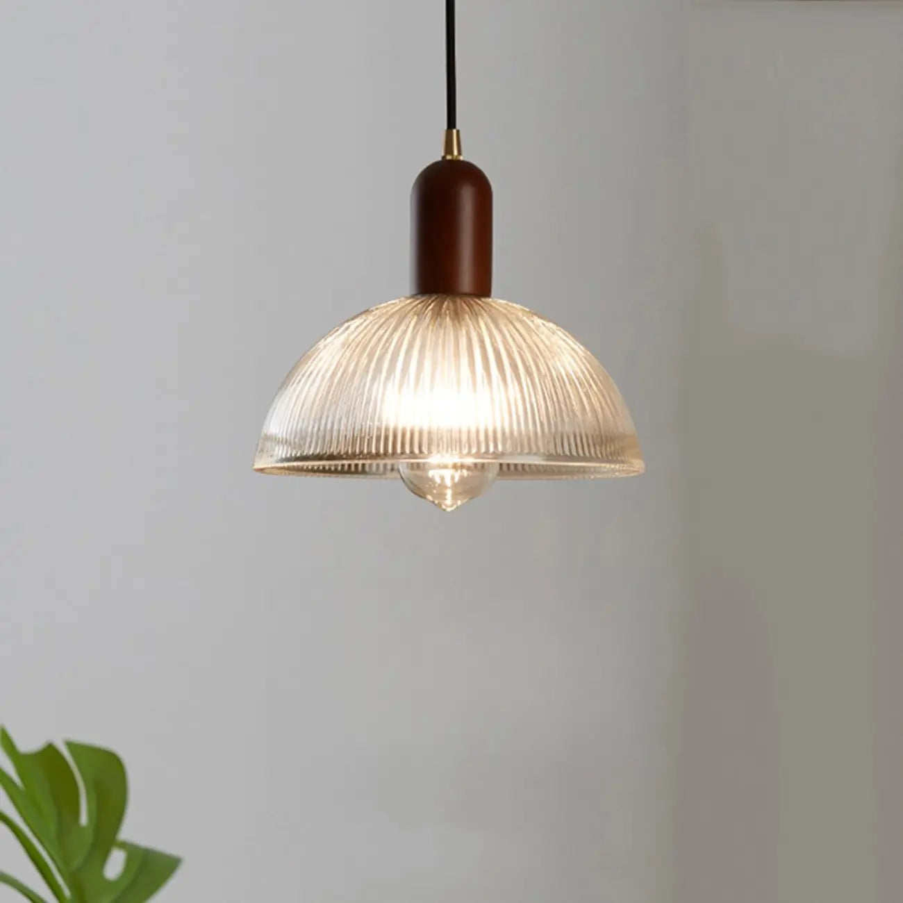 Modern Stripe Glass Bowl Pendant Light for Living Room