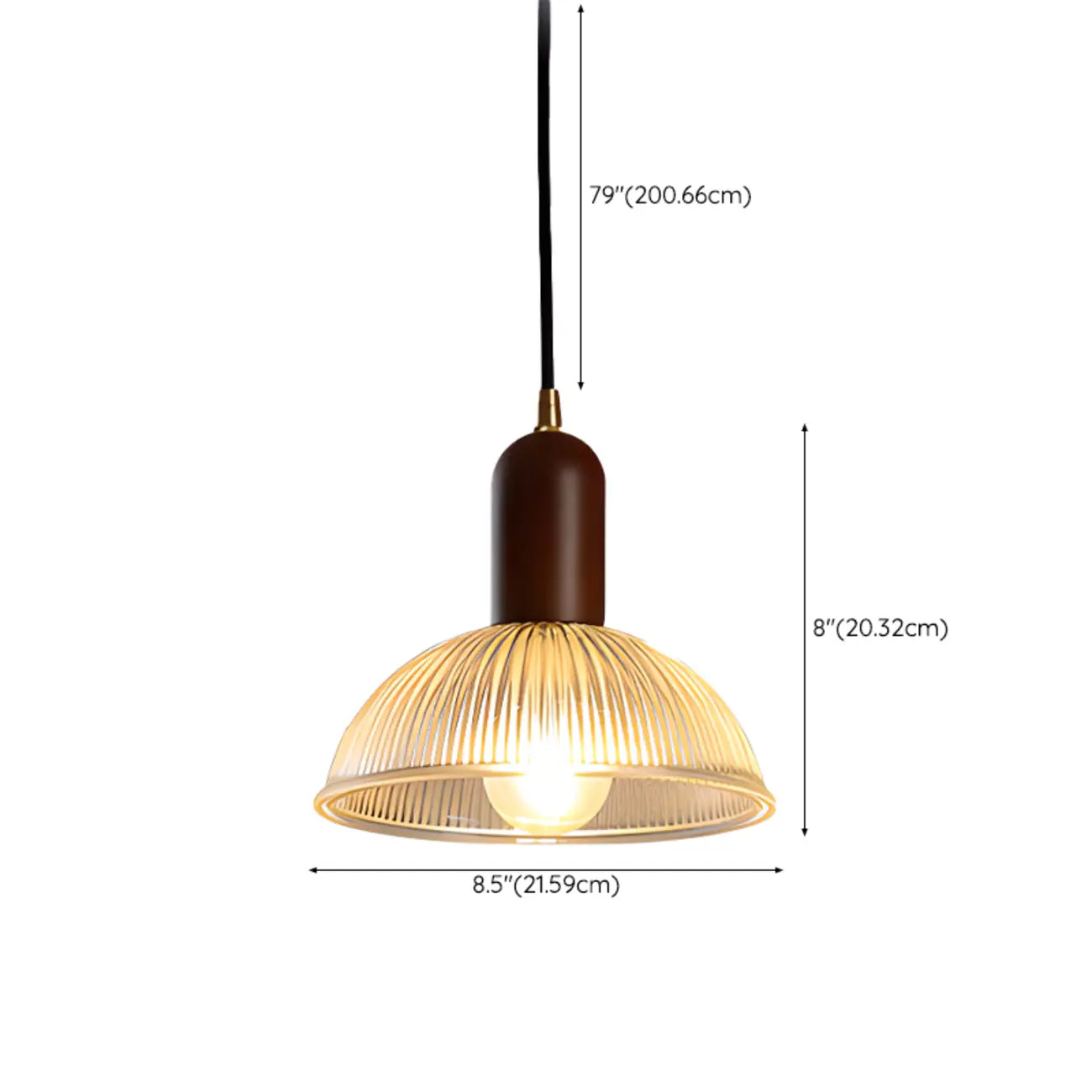 Modern Stripe Glass Bowl Pendant Light for Living Room