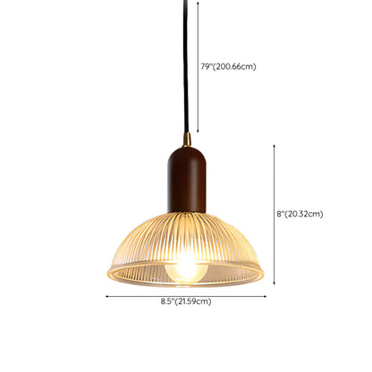 Modern Stripe Glass Bowl Pendant Light for Living Room