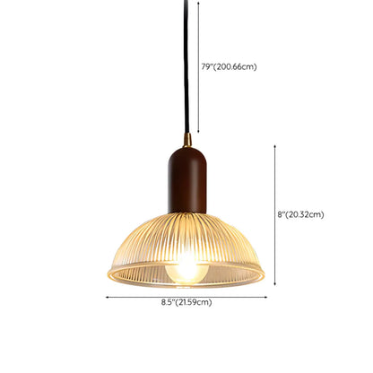 Modern Stripe Glass Bowl Pendant Light for Living Room