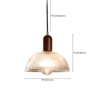 Modern Stripe Glass Bowl Pendant Light for Living Room