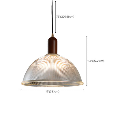 Modern Stripe Glass Bowl Pendant Light for Living Room