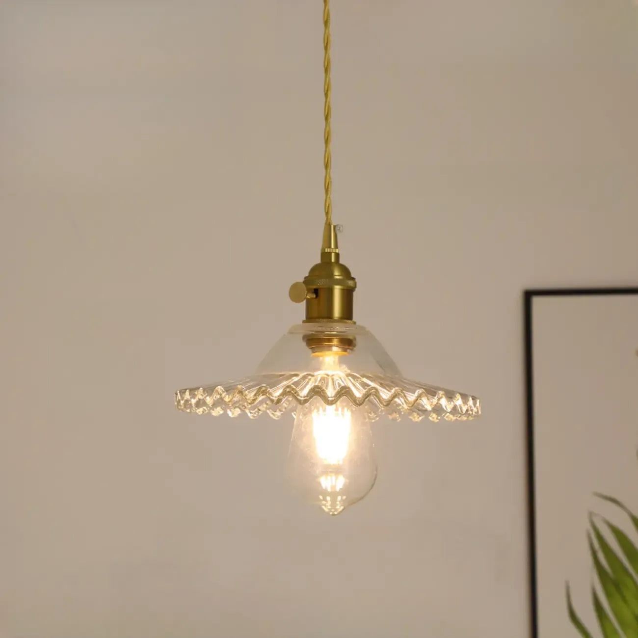 Clear Floral Glass Pendant Light for Modern Living Room