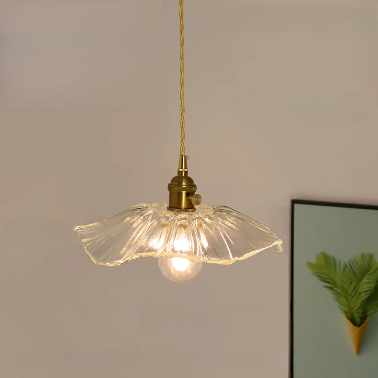 Clear Floral Glass Pendant Light for Modern Living Room