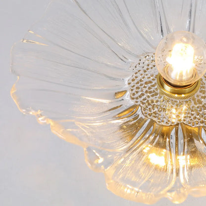 Clear Floral Glass Pendant Light for Modern Living Room