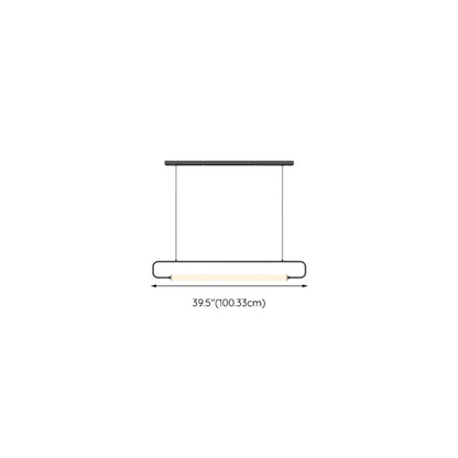 Simple Black Linear Island Light for Kitchen Metal Pendant Light