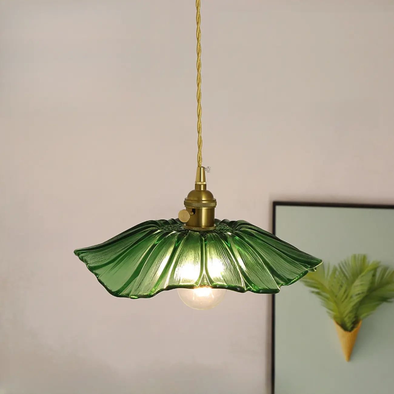 Clear Floral Glass Pendant Light for Modern Living Room