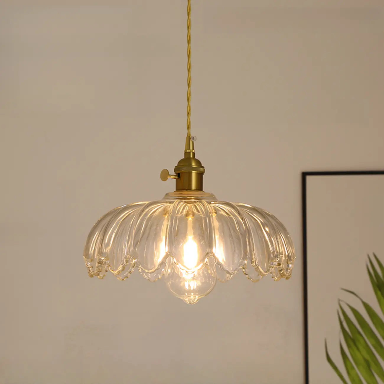 Clear Floral Glass Pendant Light for Modern Living Room