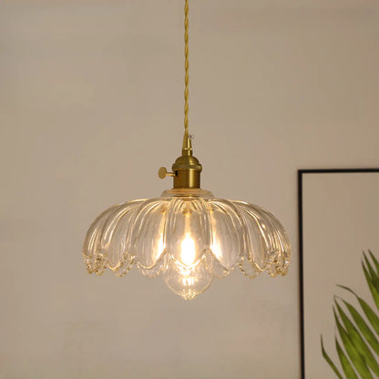Clear Floral Glass Pendant Light for Modern Living Room