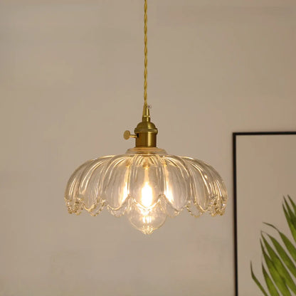 Clear Floral Glass Pendant Light for Modern Living Room