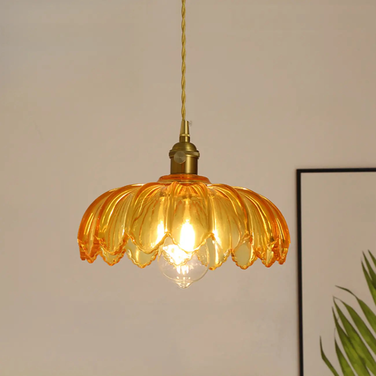 Clear Floral Glass Pendant Light for Modern Living Room