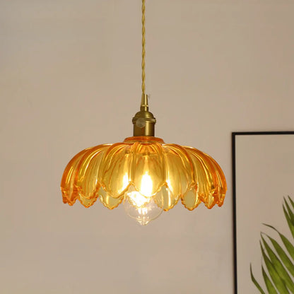Clear Floral Glass Pendant Light for Modern Living Room