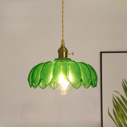 Clear Floral Glass Pendant Light for Modern Living Room