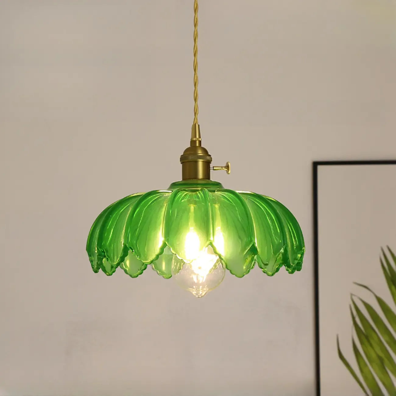 Clear Floral Glass Pendant Light for Modern Living Room