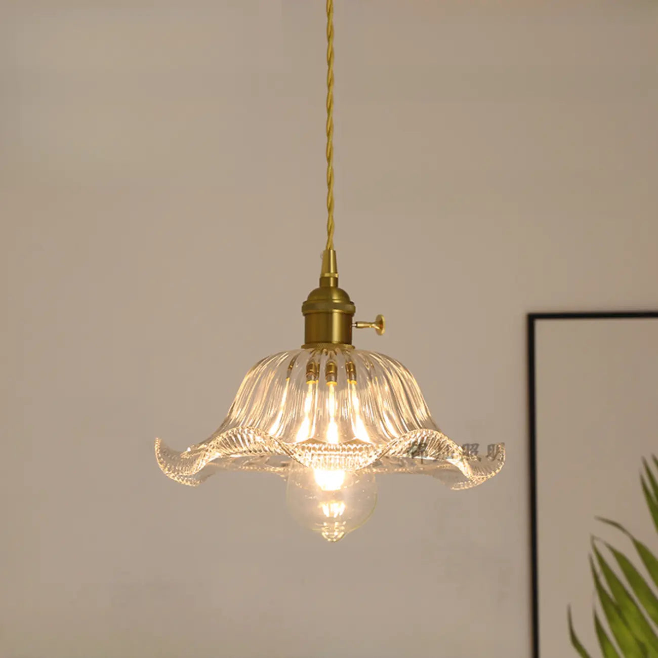 Clear Floral Glass Pendant Light for Modern Living Room