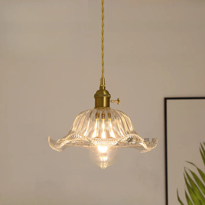 Clear Floral Glass Pendant Light for Modern Living Room