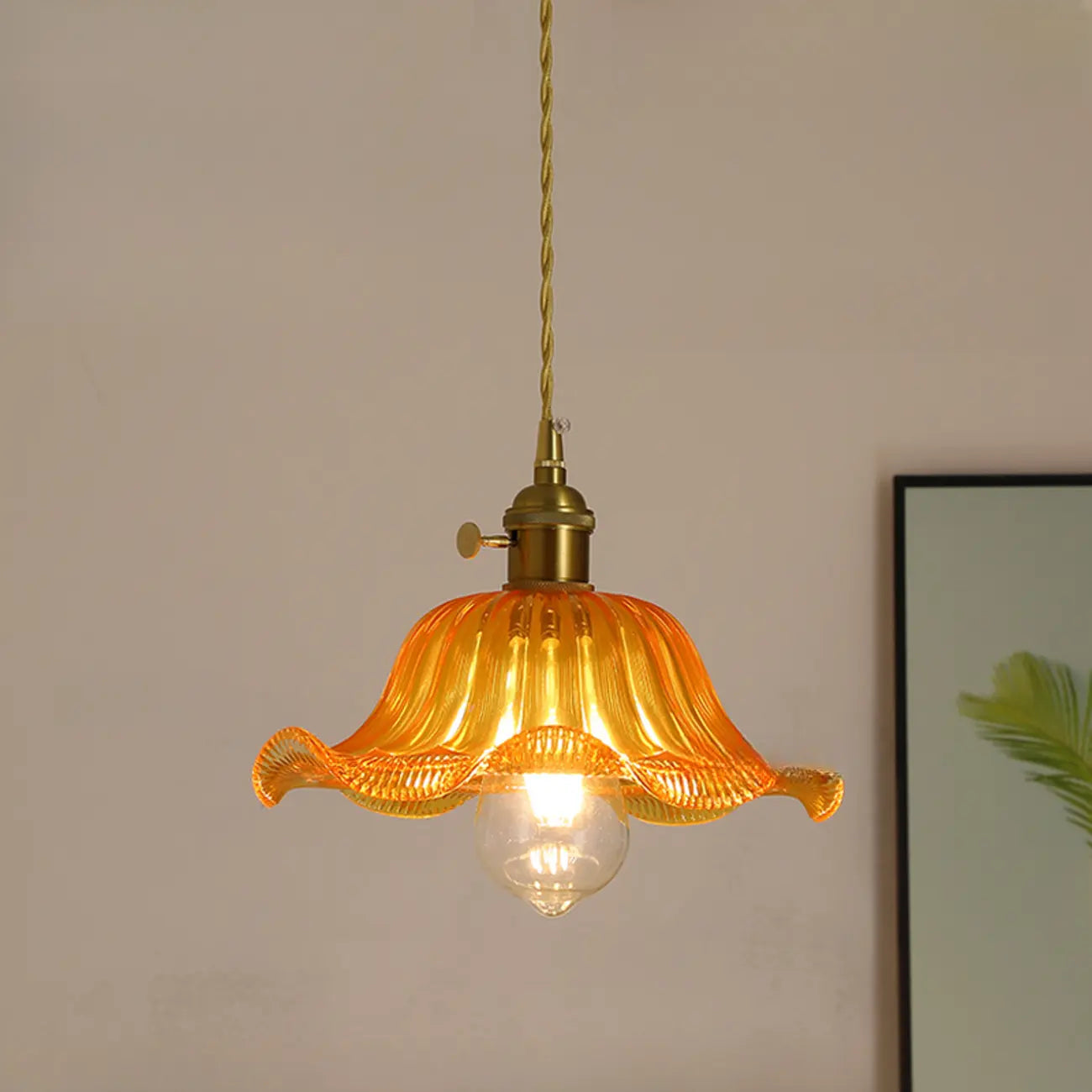 Clear Floral Glass Pendant Light for Modern Living Room