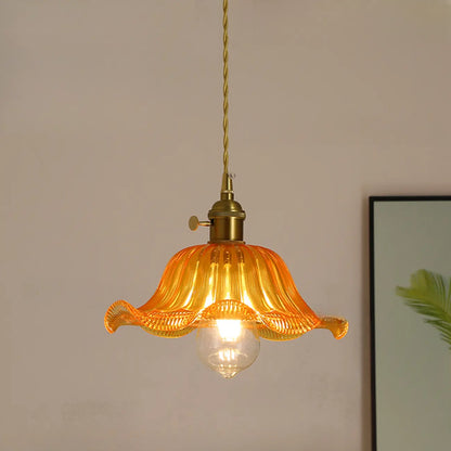 Clear Floral Glass Pendant Light for Modern Living Room