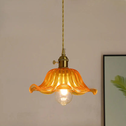Clear Floral Glass Pendant Light for Modern Living Room
