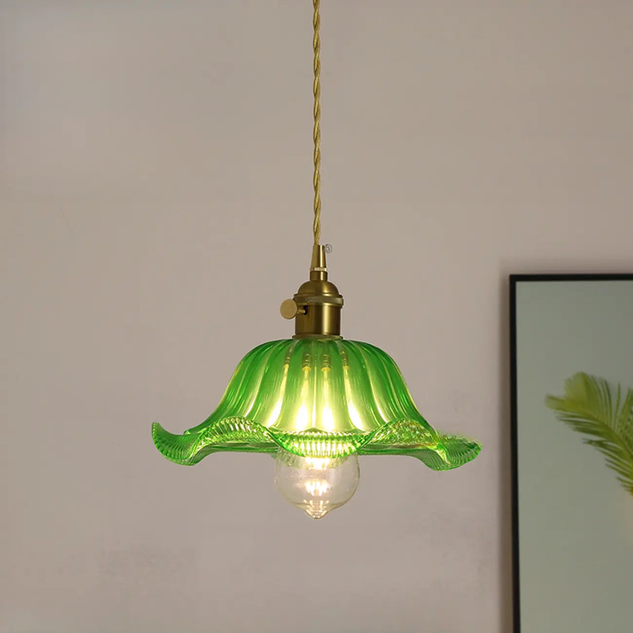 Clear Floral Glass Pendant Light for Modern Living Room