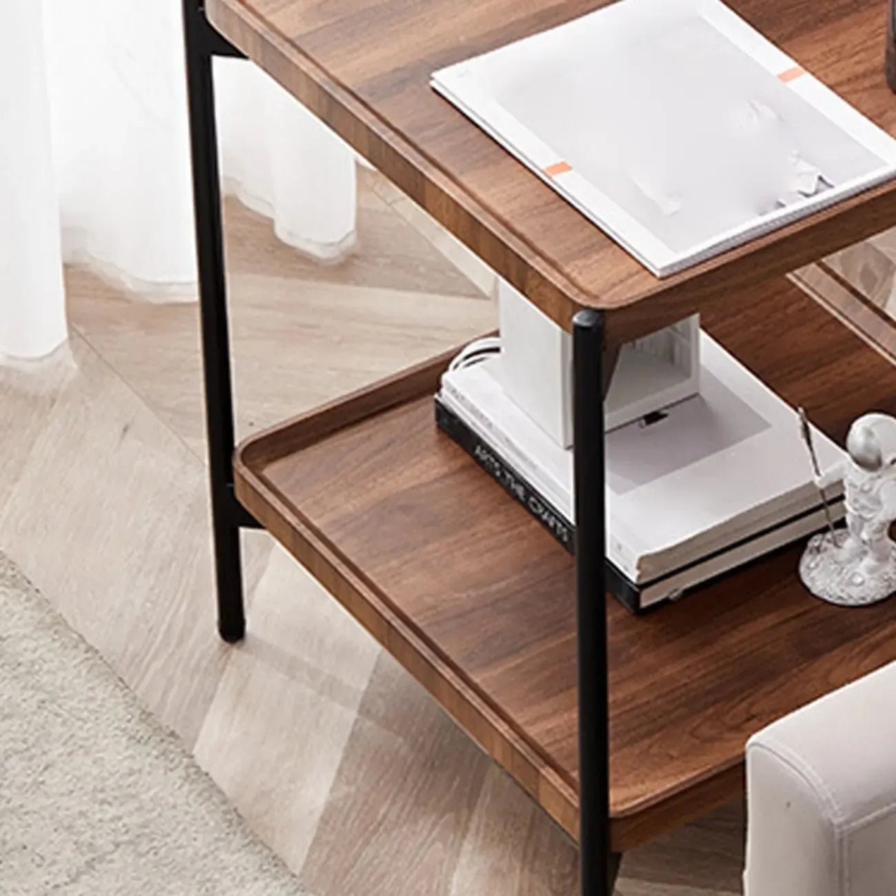 Glam 2-Tier Solid Wood End Table with Storage for Living Room