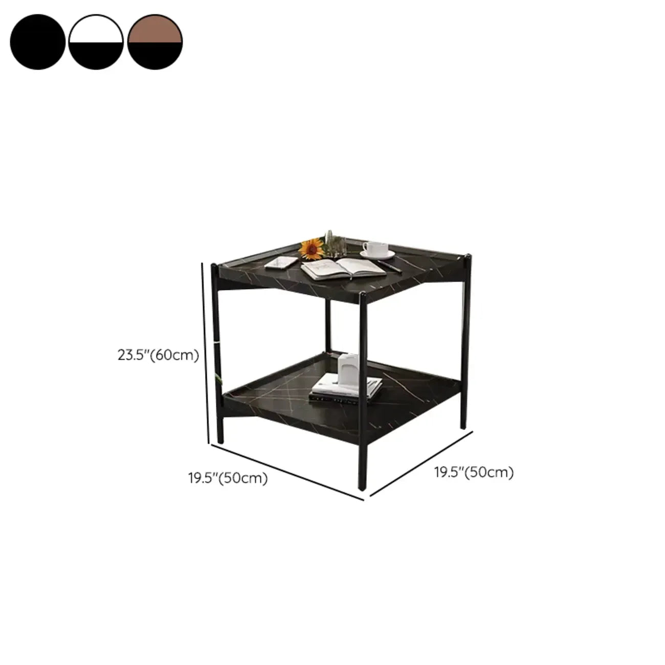 Glam 2-Tier Solid Wood End Table with Storage for Living Room