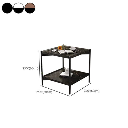 Glam 2-Tier Solid Wood End Table with Storage for Living Room