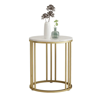 Modern Gold Metal Round 2 Tiers Side Table for Living Room