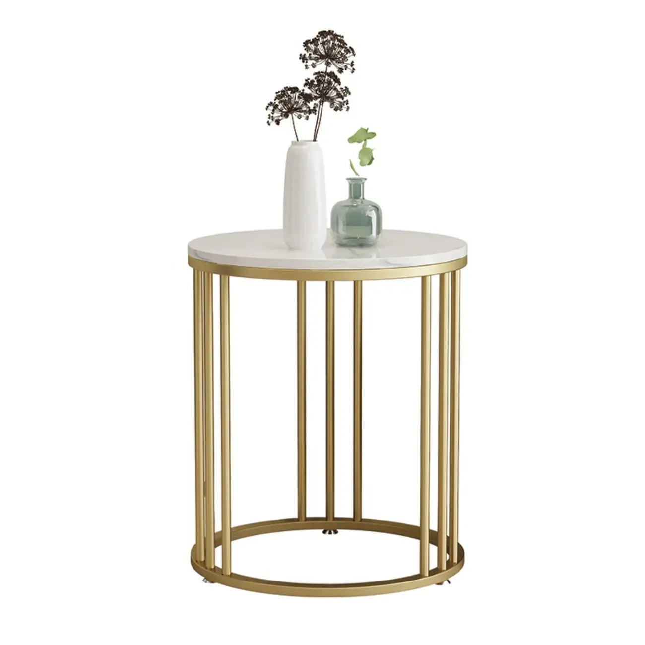 Modern Gold Metal Round 2 Tiers Side Table for Living Room