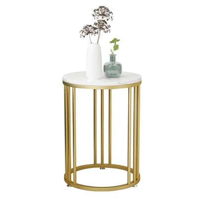 Modern Gold Metal Round 2 Tiers Side Table for Living Room