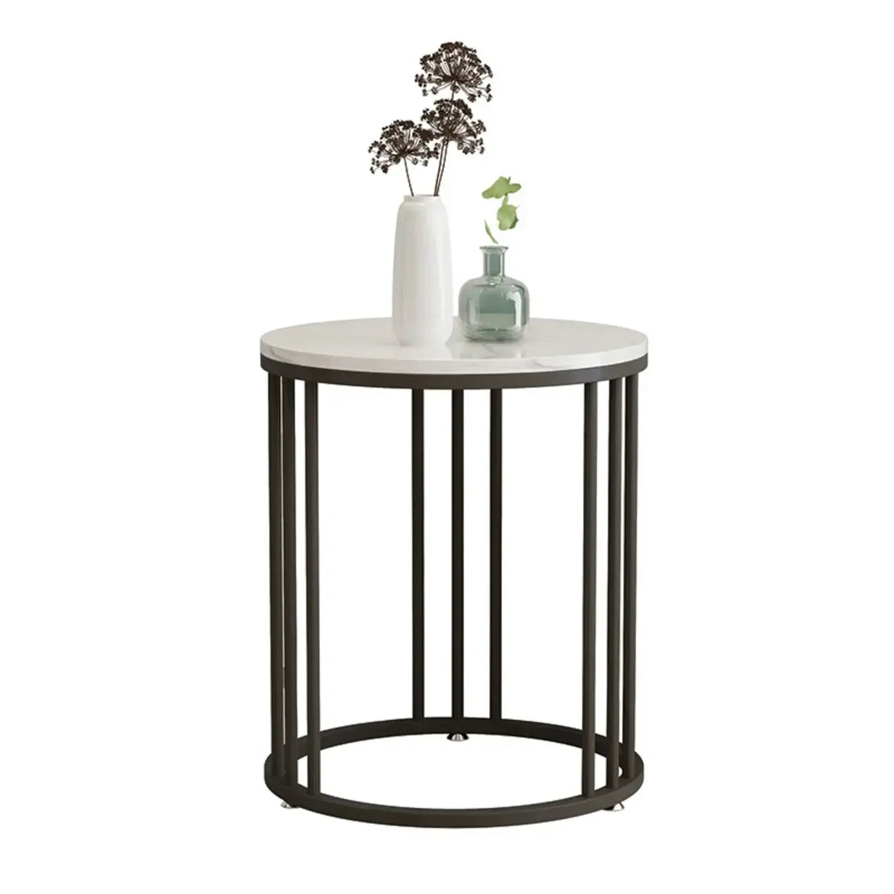 Modern Gold Metal Round 2 Tiers Side Table for Living Room