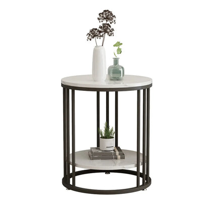 Modern Gold Metal Round 2 Tiers Side Table for Living Room