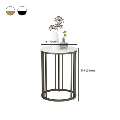 Modern Gold Metal Round 2 Tiers Side Table for Living Room