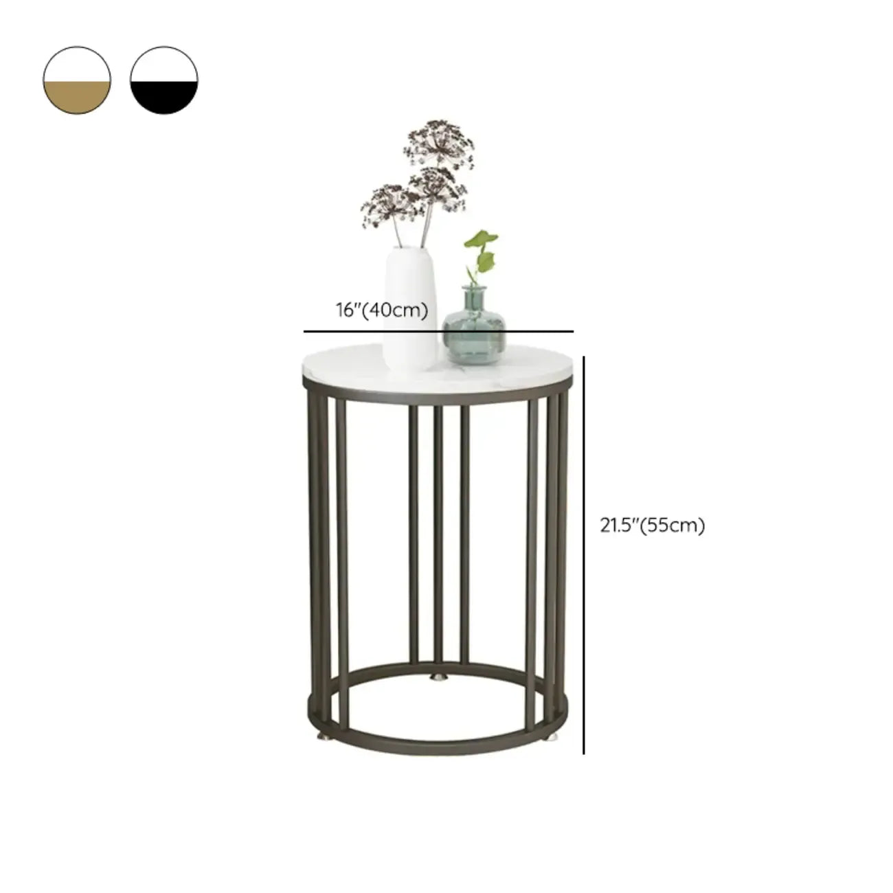 Modern Gold Metal Round 2 Tiers Side Table for Living Room