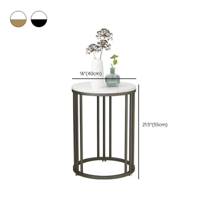 Modern Gold Metal Round 2 Tiers Side Table for Living Room