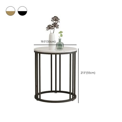 Modern Gold Metal Round 2 Tiers Side Table for Living Room