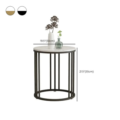 Modern Gold Metal Round 2 Tiers Side Table for Living Room